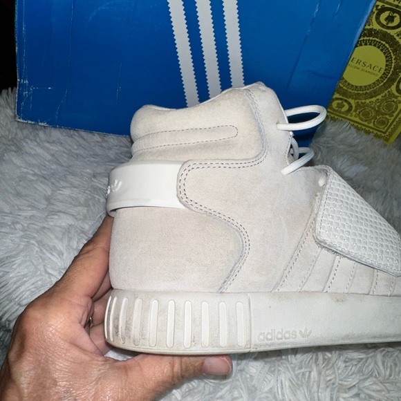 Adidas Shoes Mens 10 Tubular Invader Strap Running Sneakers Lace Up BB5038 White - Picture 6 of 13